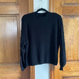 NWOT Black Balloon Sleeved Bobble Cropped Sweater Size XL